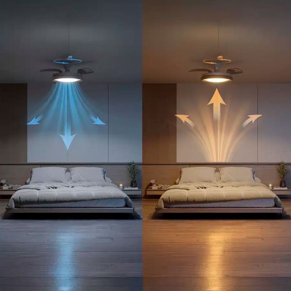 Ventilador de techo LED BLISS madera 28W+35W 4500lm CCT regulable DC mando IP20 Ø106cm