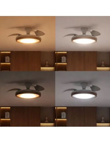 Ventilador de techo LED BLISS madera 28W+35W 4500lm CCT regulable DC mando IP20 Ø106cm