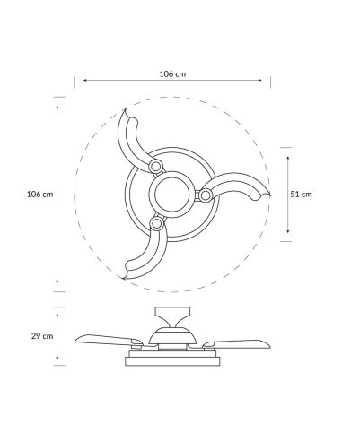 Ventilador de techo LED BLISS madera 28W+35W 4500lm CCT regulable DC mando IP20 Ø106cm