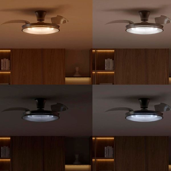 Ventilateur finition nickel, 106 cm, 28 W + 35 W, 4500 lm, température de couleur variable, intensité réglable, télécommande CC,