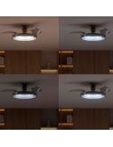 ATLAS LED- Ventilador Nickel-Finish, 106 cm, 28 W + 35 W, 4500 lm, Farbtemperatur, dimmbar, DC-Fernbedienung, IP20