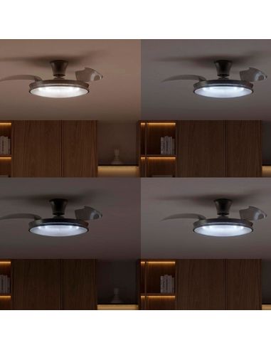 Ventilador de techo LED ATLAS níquel 106cm 28W+35W 4500lm CCT regulable DC mando IP20