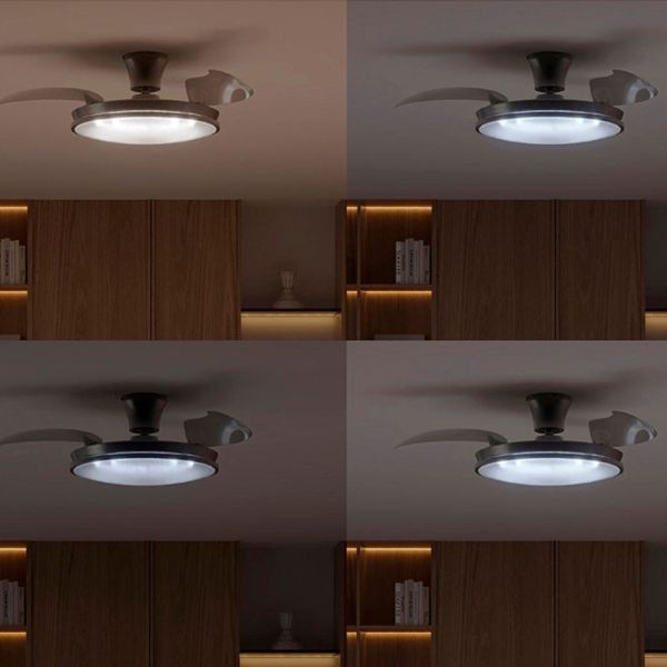 Ventilador de techo LED ATLAS níquel 106cm 28W+35W 4500lm CCT regulable DC mando IP20