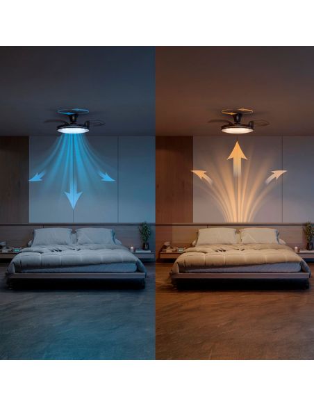 Ventoinha acabamento em níquel, 106 cm, 28 W + 35 W, 4500 lm, CCT, dimerizável, controle remoto DC, IP20