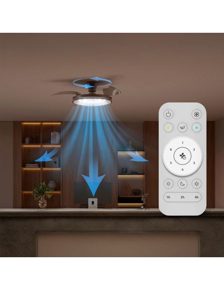 Ventilateur finition nickel, 106 cm, 28 W + 35 W, 4500 lm, température de couleur variable, intensité réglable, télécommande CC,