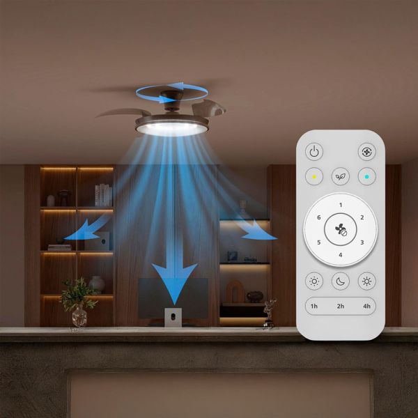 Ventilador de techo LED ATLAS níquel 106cm 28W+35W 4500lm CCT regulable DC mando IP20