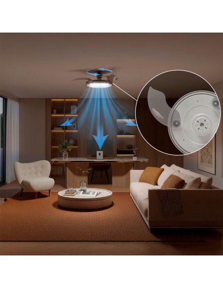 Ventilateur finition nickel, 106 cm, 28 W + 35 W, 4500 lm, température de couleur variable, intensité réglable, télécommande CC,