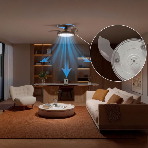 Ventilador de techo LED ATLAS níquel 106cm 28W+35W 4500lm CCT regulable DC mando IP20
