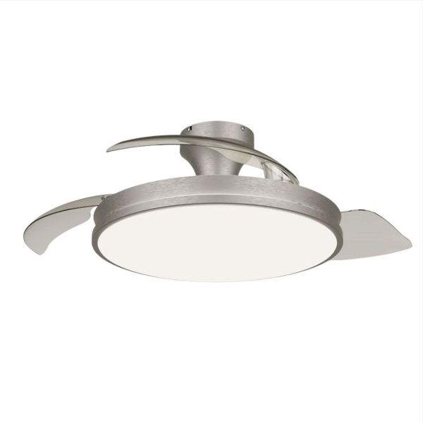 Ventoinha acabamento em níquel, 106 cm, 28 W + 35 W, 4500 lm, CCT, dimerizável, controle remoto DC, IP20