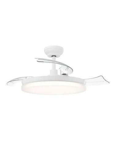 Ventilador de techo LED con aspas retractiles TYNL 106cm blanco 32W+35W 4500lm CCT regulable, mando IP20