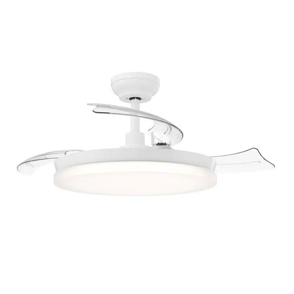 Ventilador de techo LED con aspas retractiles TYNL 106cm blanco 32W+35W 4500lm CCT regulable, mando IP20