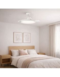 Ventilateur de plafond LED blanc TYNL 106 cm avec pales rétractables, 32 W + 35 W, 4500 lm, température de couleur réglable, int 2