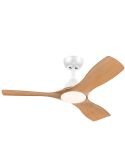 Ventilateur de plafond OLAS LED 42", blanc et bois, 106 cm, LED 24 W + 30 W, 2650 lm, CCT, intensité variable, IP20