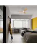 Ventilateur de plafond OLAS LED 42", blanc et bois, 106 cm, LED 24 W + 30 W, 2650 lm, CCT, intensité variable, IP20