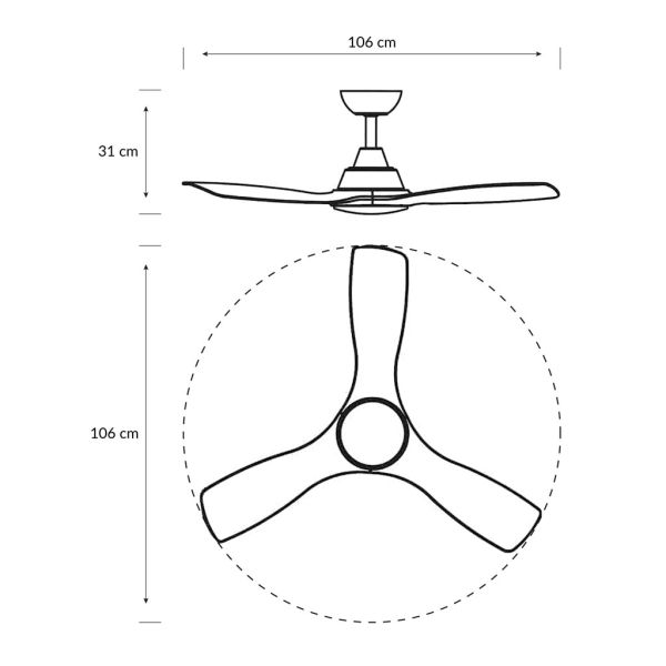 Ventoinha de teto OLAS LED de 42 polegadas, branco e madeira, 106 cm, LED 24W+30W, 2650 lm, CCT, dimerizável, IP20