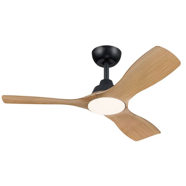 Ventilador de techo LED 42" OLAS negro y madera 106 cm LED 24W+30W 2650 lm CCT regulable IP20
