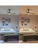 Ventilador de techo LED 42" OLAS negro y madera 106 cm LED 24W+30W 2650 lm CCT regulable IP20