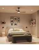Ventilateur de plafond OLAS LED 42", noir et bois, 106 cm, LED 24 W + 30 W, 2650 lm, CCT, intensité variable, IP20