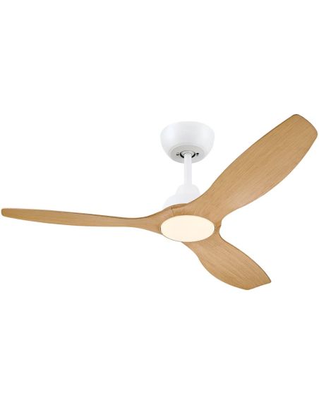 Ventilador de techo OLAS LED 52" blanco y madera 132 cm LED 24W+35W 2650 lm CCT regulable IP20