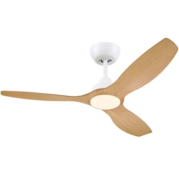 Ventilador de techo OLAS LED 52" blanco y madera 132 cm LED 24W+35W 2650 lm CCT regulable IP20