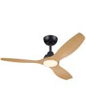 52" OLAS LED- Lüfter , Schwarz und Holz, 132 cm, 24 W + 35 W LED, 2650 lm, Farbtemperatur, dimmbar, IP20