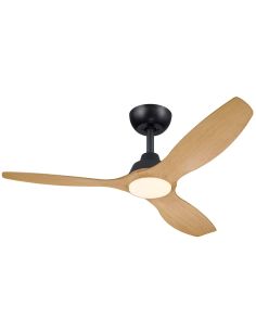 Ventilador de techo LED 52" OLAS negro y madera 132 cm LED 24W+35W 2650 lm CCT regulable IP20
