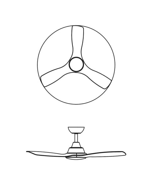 Ventilador de techo LED 52" OLAS negro y madera 132 cm LED 24W+35W 2650 lm CCT regulable IP20