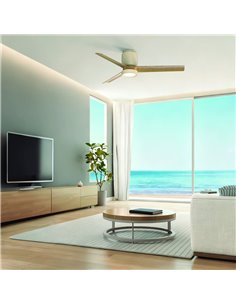 Plafón Ventilador LED CERÁMICA M blanco cerámica/madera Ø1220mm 20W CCT 3000-5000K 2520lm DC 2