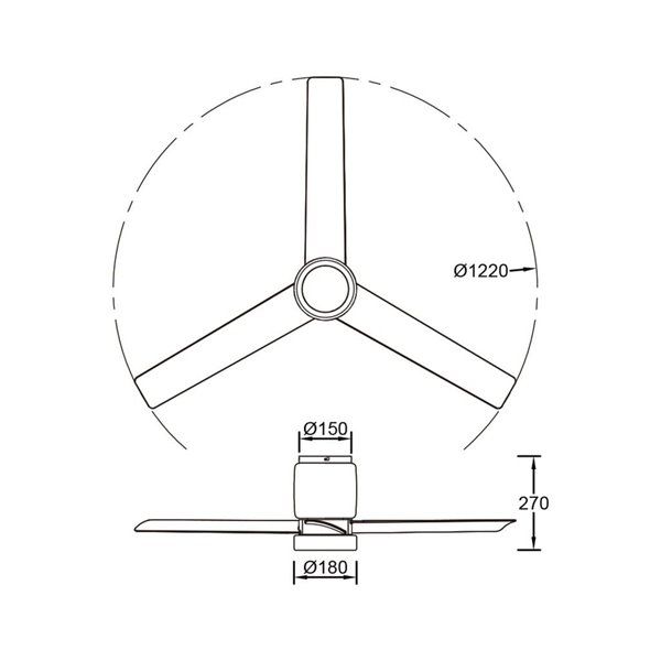 Plafón Ventilador LED CERÁMICA M blanco cerámica/madera Ø1220mm 20W CCT 3000-5000K 2520lm DC