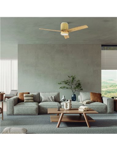 Plafón Ventilador LED CERÁMICA M blanco cerámica/madera Ø1220mm 20W CCT 3000-5000K 2520lm DC