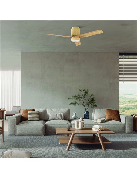Plafón Ventilador LED CERÁMICA M blanco cerámica/madera Ø1220mm 20W CCT 3000-5000K 2520lm DC