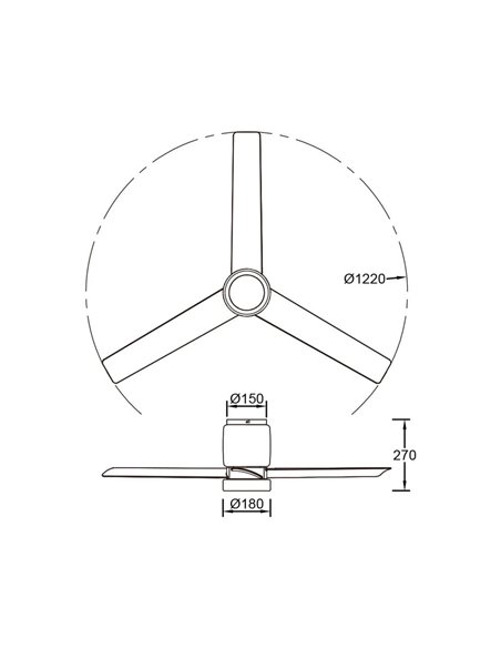 Plafón Ventilador LED CERÁMICA M blanco cerámica/madera Ø1220mm 20W CCT 3000-5000K 2520lm DC