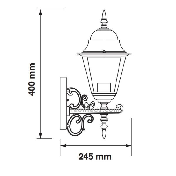 Medidas Aplique de pared exterior Blanco con IP44 con casquillo E27 de Vtac al mejor precio | Leonleds.com