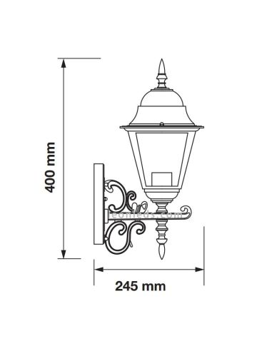 Medidas Aplique de pared para exterior IP44 de VTac con acabado negro al mejor precio | LeonLeds Iluminación