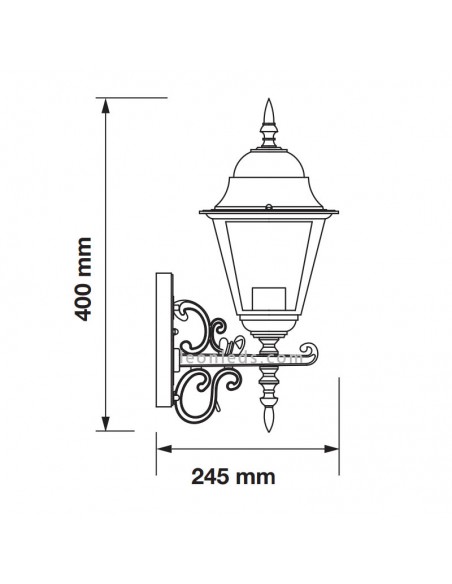 Medidas Aplique de pared para exterior IP44 de VTac con acabado negro al mejor precio | LeonLeds Iluminación