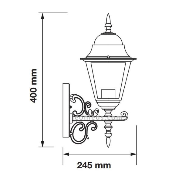 Medidas Aplique de pared para exterior IP44 de VTac con acabado negro al mejor precio | LeonLeds Iluminación