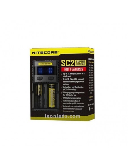 Chargeur Nitecore SC2 | Chargeur de batterie Nitecore SC2 | Lampe de poche SC2 | Éclairage LeonLeds