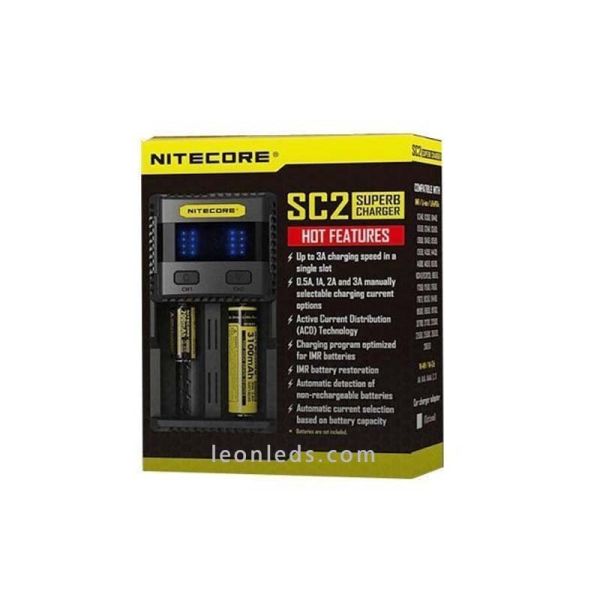 Cargador Nitecore SC2 | Nitecore SC2 cargador de batería | Linterna SC2 | LeonLeds Iluminación