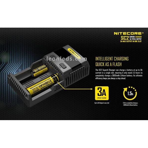 Nitecore SC2 Cargador | Cargador nitecore SC2 | LeonLeds Iluminación