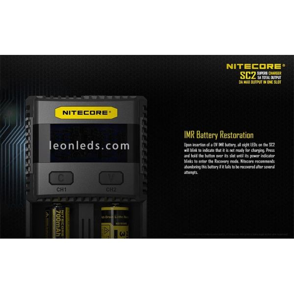 Nitecore SC2 Cargador | Cargador nitecore SC2 | LeonLeds Iluminación
