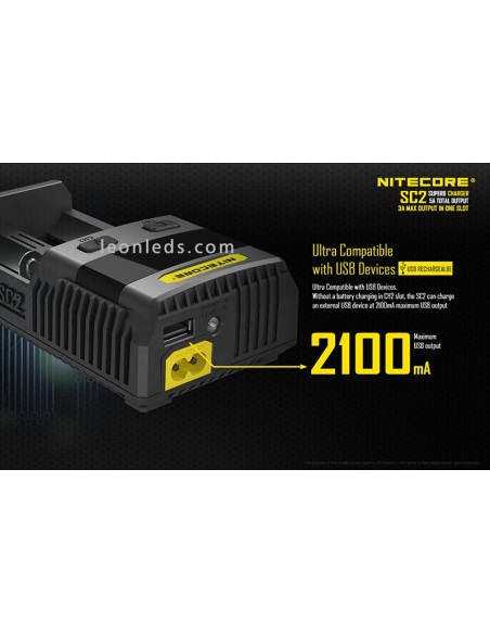 Nitecore SC2 Cargador | Cargador nitecore SC2 | LeonLeds Iluminación