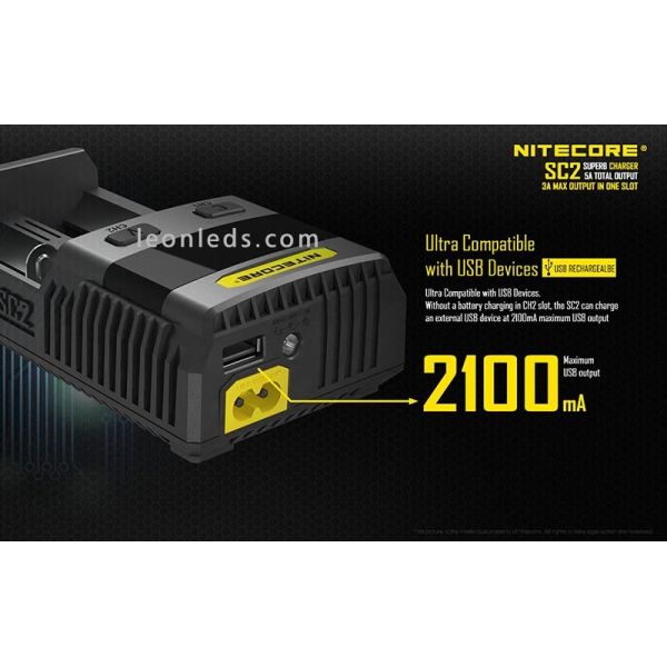 Nitecore SC2 Cargador | Cargador nitecore SC2 | LeonLeds Iluminación