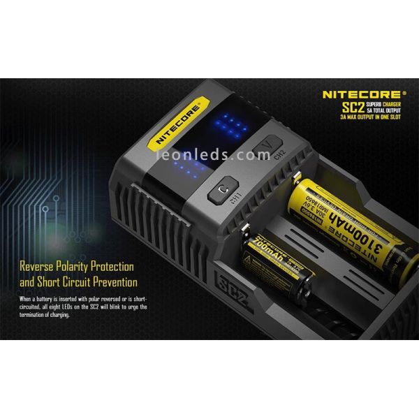 Nitecore SC2 Cargador | Cargador nitecore SC2 | LeonLeds Iluminación