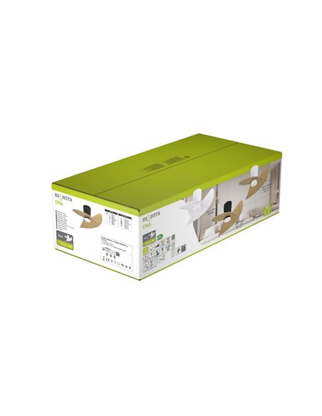 Ventilador de techo tipo plafón LED ONA negro madera Ø700mm 18W 2520lm CCT 3000-5000K motor DC silencioso