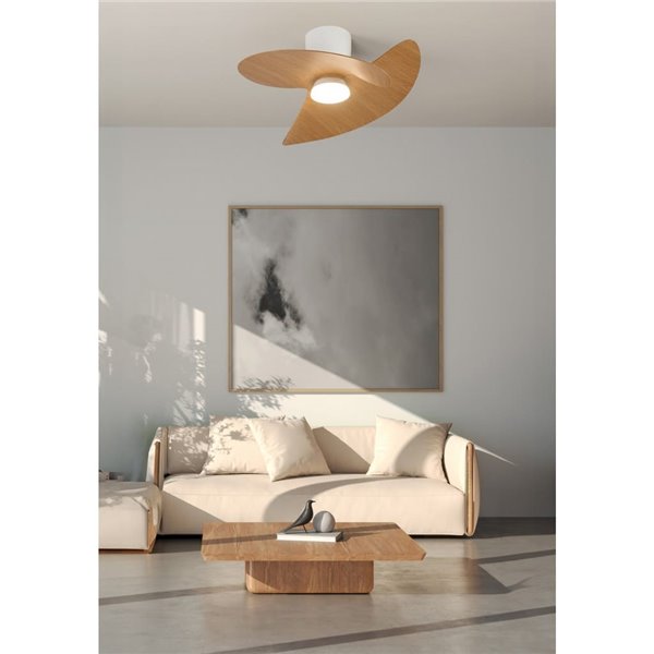 Ventilador de techo tipo plafón LED ONA negro madera Ø700mm 18W 2520lm CCT 3000-5000K motor DC silencioso