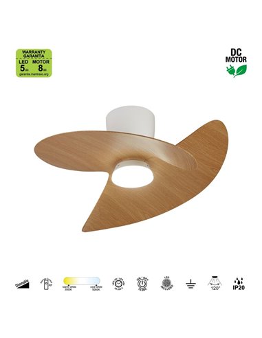 Ventilador de techo tipo plafón LED ONA negro madera Ø700mm 18W 2520lm CCT 3000-5000K motor DC silencioso