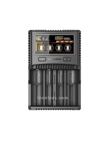 Cargador batería Nitecore SC4 | Nitecore SC4 cargador de 4 bahías con pantalla LCD | LeonLeds