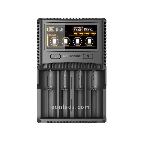 Cargador batería Nitecore SC4 | Nitecore SC4 cargador de 4 bahías con pantalla LCD | LeonLeds