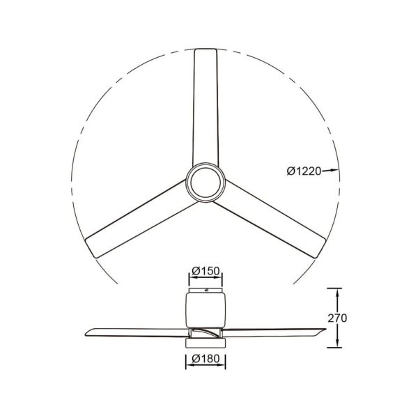 Plafón Ventilador LED CERÁMICA M blanco cerámica/madera Ø1220mm 20W CCT 3000-5000K 2520lm DC