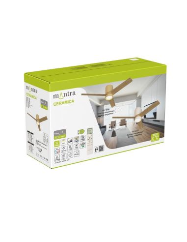 Plafón Ventilador LED CERÁMICA M blanco cerámica/madera Ø1220mm 20W CCT 3000-5000K 2520lm DC